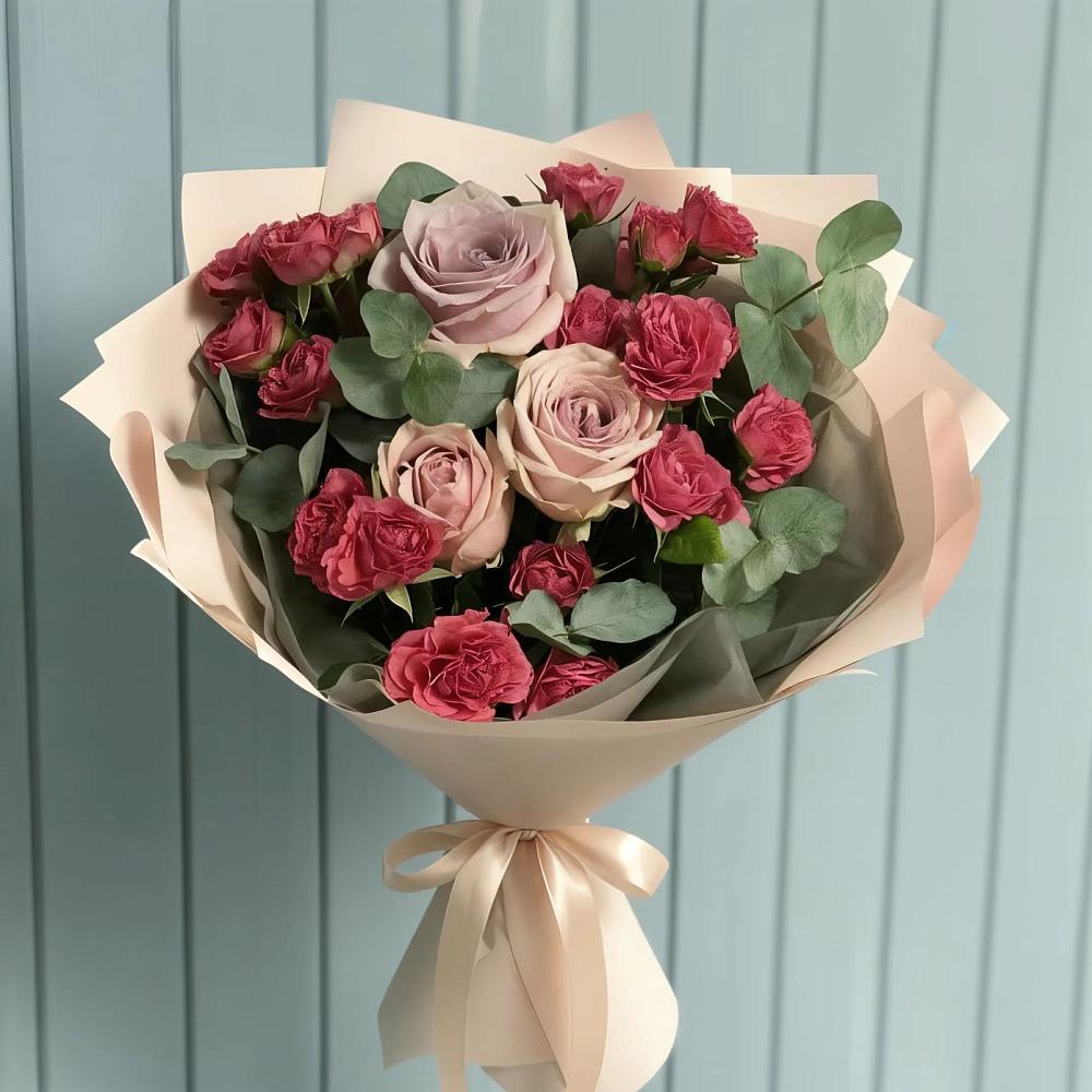 Букет цветов из: Гвоздики и Розы в Дубовке Ставропольского края