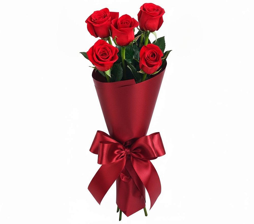 Букет 5 Красных роз Эдлесс Лав в Дубовке Ставропольского края