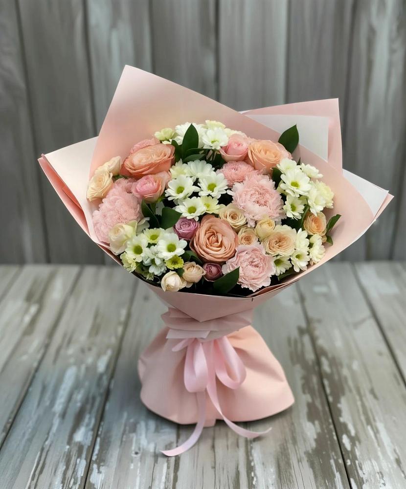 Букет цветов из: Гвоздики, Розы и Хризантемы в Дубовке Ставропольского края