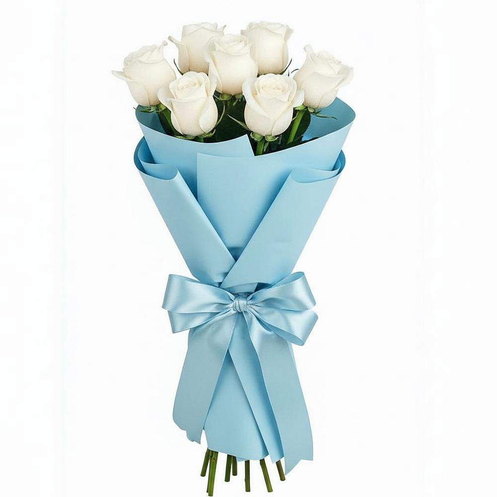 Букет 7 белых роз Проуд в Дубовке Ставропольского края