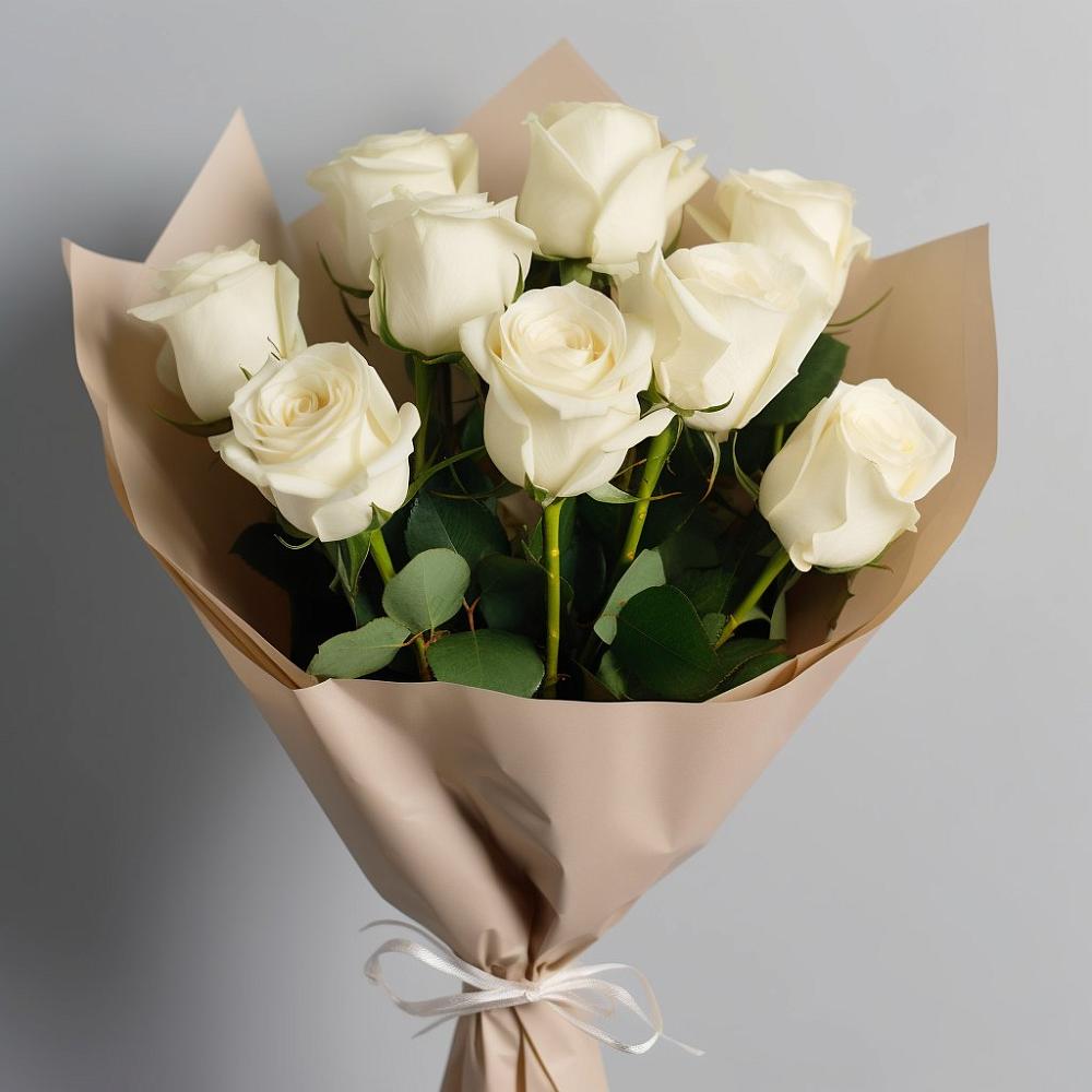 Букет 9 Белых роз Эдлесс Лав в Дубовке Ставропольского края