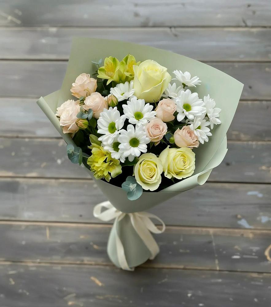 Букет цветов из: Альстромерии, Розы и Хризантемы в Дубовке Ставропольского края