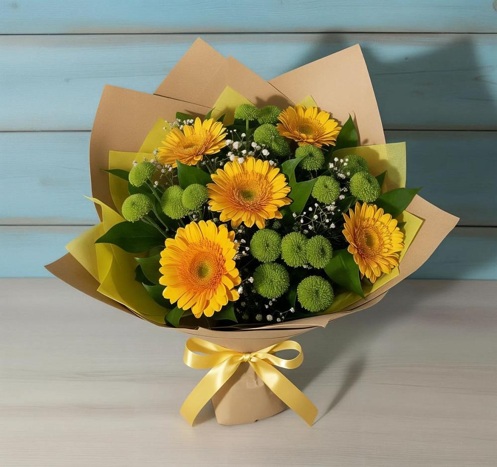 Букет цветов из: Герберы и Хризантемы в Дубовке Ставропольского края