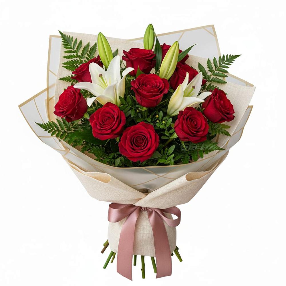 Букет цветов из: Лилии и Розы в Дубовке Ставропольского края