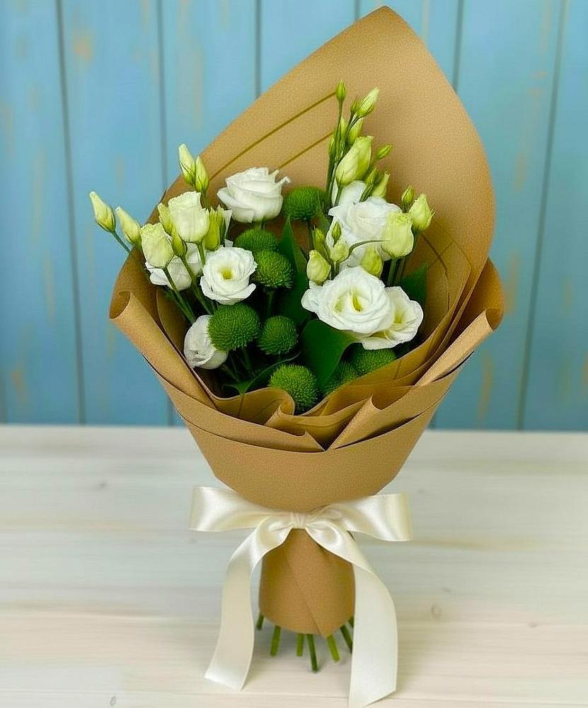 Букет цветов из: Хризантемы и Лизиантусы в Дубовке Ставропольского края