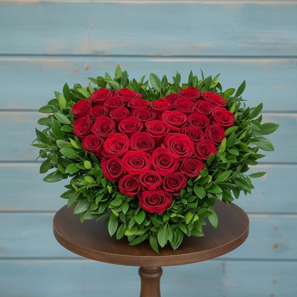 Цветочная композиция из Розы в виде сердца в Дубовке Ставропольского края