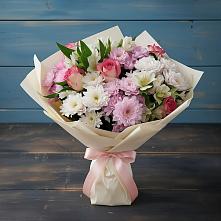 Букет цветов из:  Хризантемы, Альстромерии и Розы в Дубовке Ставропольского края