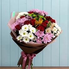 Букет цветов из:  Розы, Хризантемы и Альстромерии в Дубовке Ставропольского края