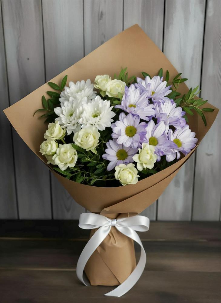 Букет цветов из: Хризантемы и Розы в Дубовке Ставропольского края